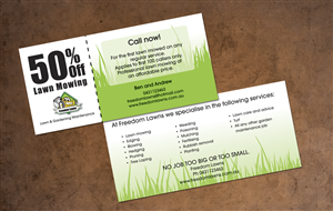 Design de Flyer par Kim pour Freedom Lawns | Design #1051604