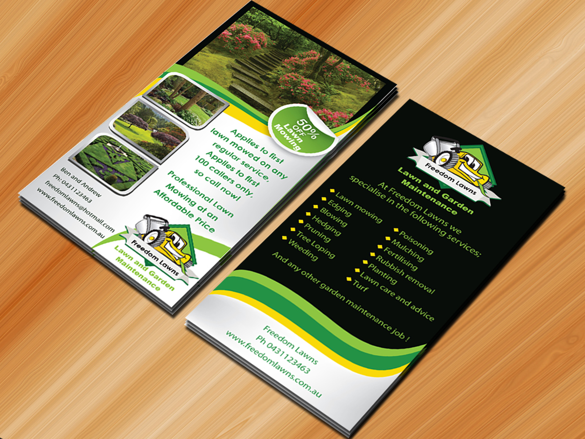 Diseño de Flyer por Sarmishtha Chattopadhyay_loginchange para Freedom Lawns | Diseño #1043436