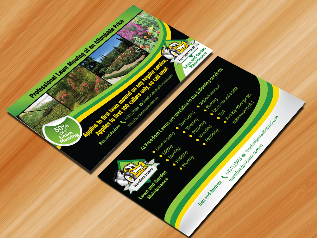 Flyer Design by Sarmishtha Chattopadhyay_loginchange for Freedom Lawns | Design #1045539