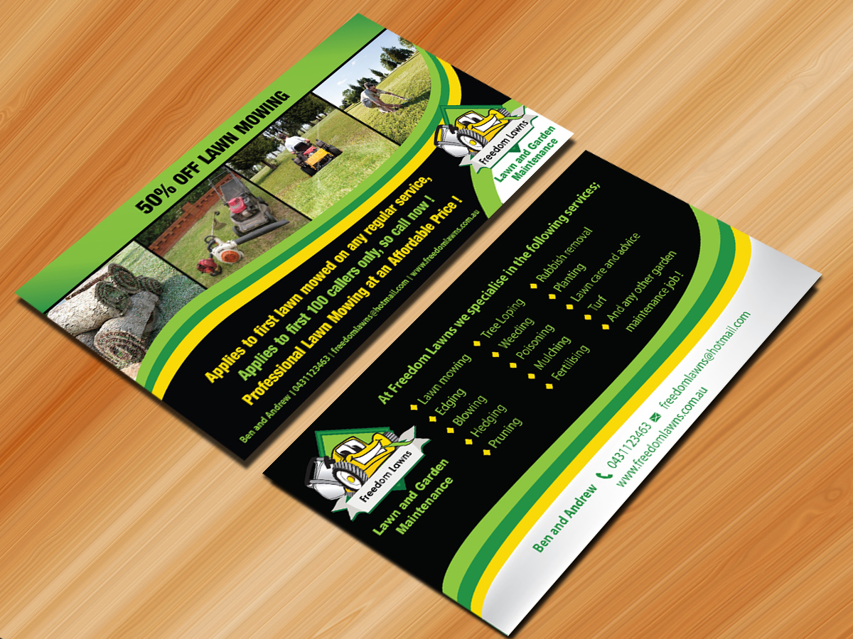 Flyer Design by Sarmishtha Chattopadhyay_loginchange for Freedom Lawns | Design #1051490