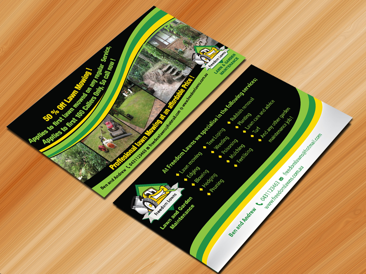 Flyer Design by Sarmishtha Chattopadhyay_loginchange for Freedom Lawns | Design #1052298