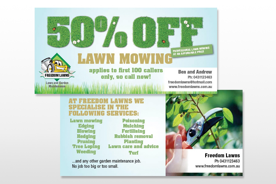 Flyer Design by kek balna for Freedom Lawns | Design #1047341