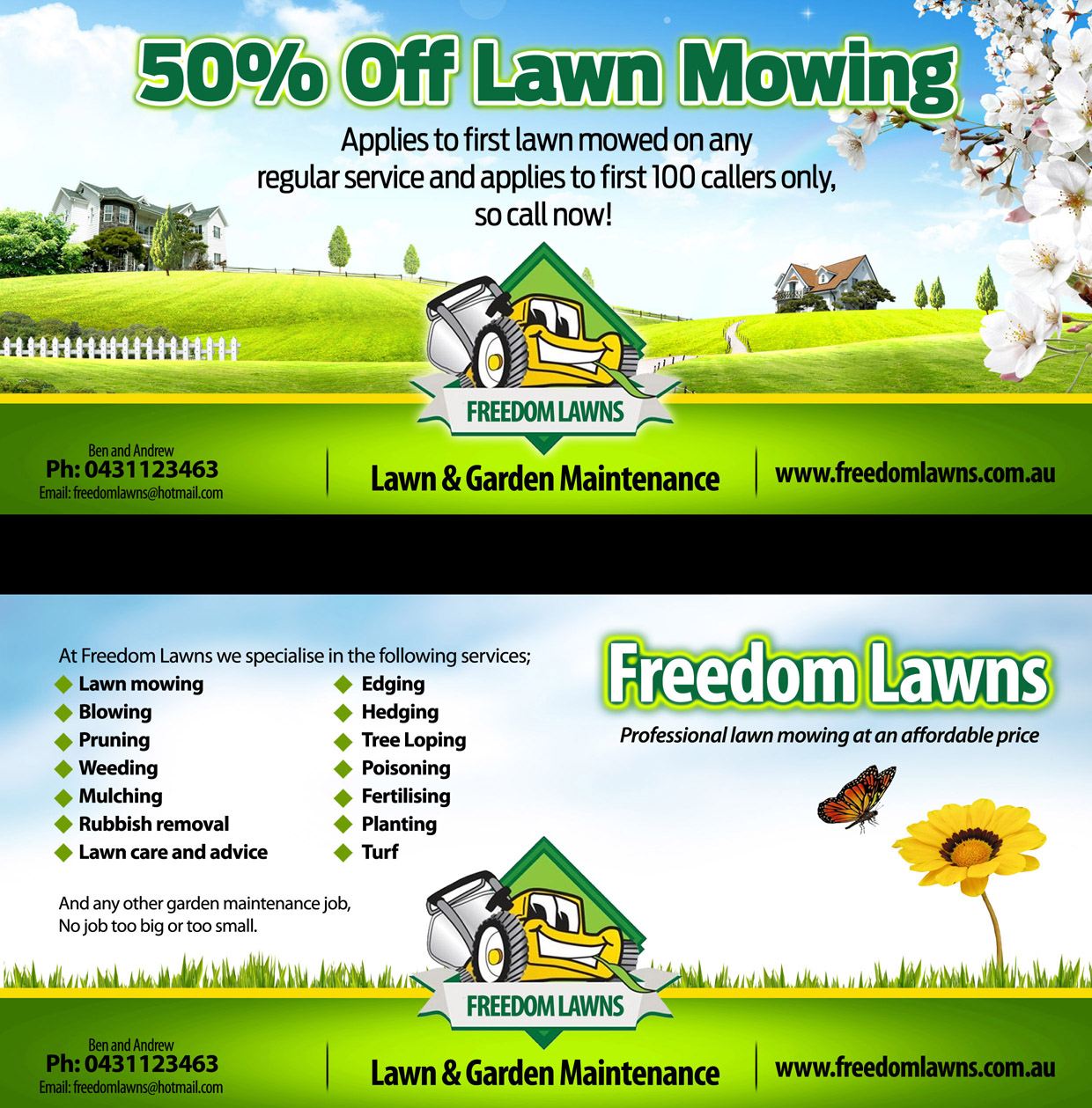 Flyer Design by QadirKhan for Freedom Lawns | Design: #1060295