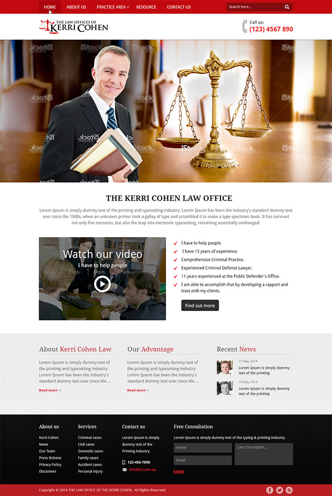 Web Design by Mayank Patel for The Law Offices of Kerri Cohen | Design #3877668