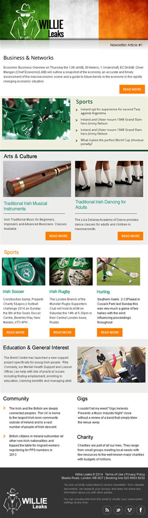 Newsletter Design by incisesolutions for Irish Arts UK | Design: #3925942