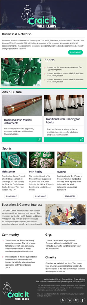 Newsletter Design by incisesolutions for Irish Arts UK | Design: #3971647