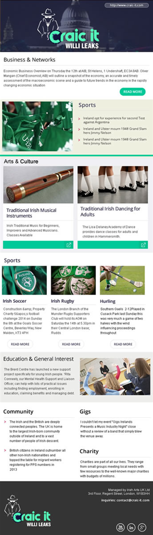 Newsletter Design by incisesolutions for Irish Arts UK | Design: #3990285