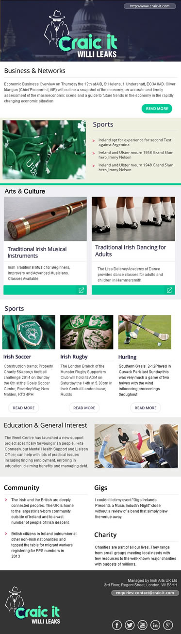 Newsletter Design by incisesolutions for Irish Arts UK | Design #3993937