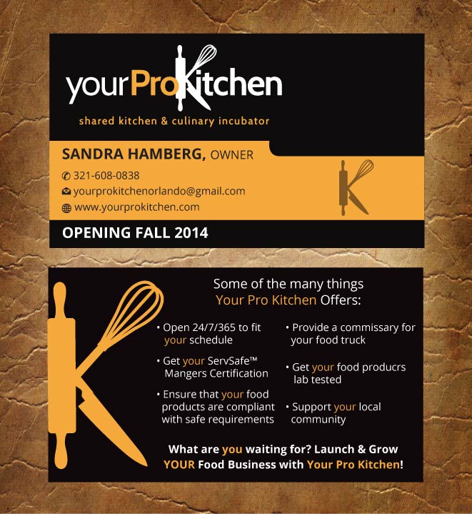 Business Card Design by Sandy1155 for Your Pro Kitchen Orlando | Design #3884371
