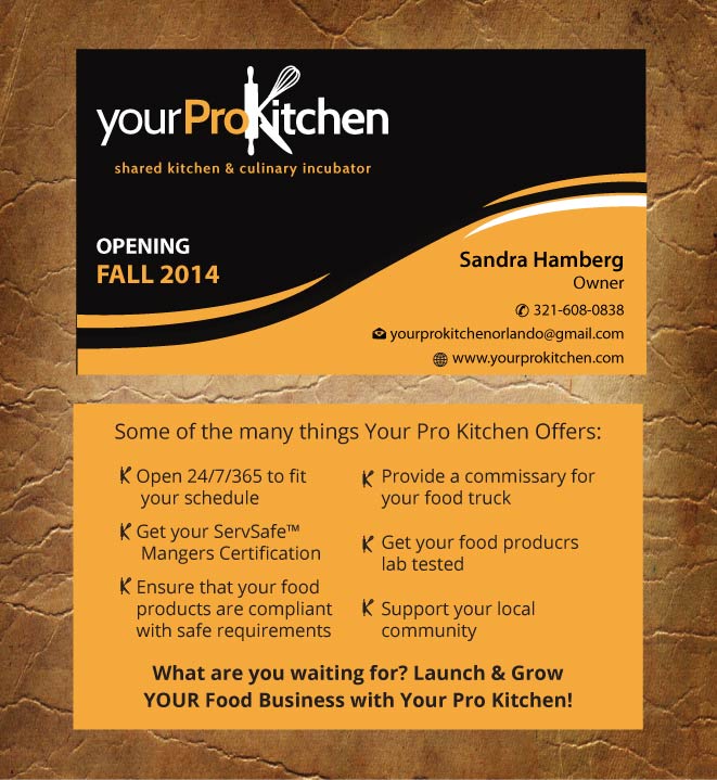 Business Card Design by Sandy1155 for Your Pro Kitchen Orlando | Design #3884379
