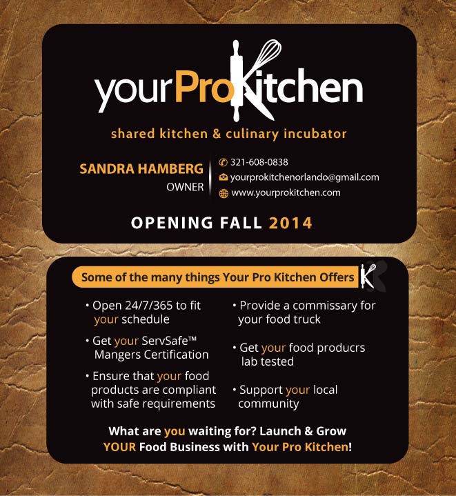 Business Card Design by Sandy1155 for Your Pro Kitchen Orlando | Design #3884384