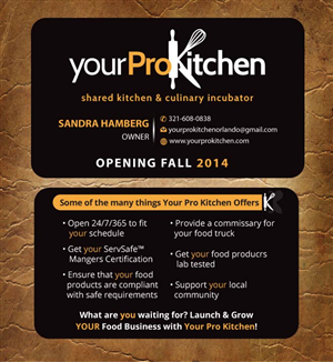 Visitenkarten-Design von Sandy1155 für Your Pro Kitchen Orlando | Design: #3884384