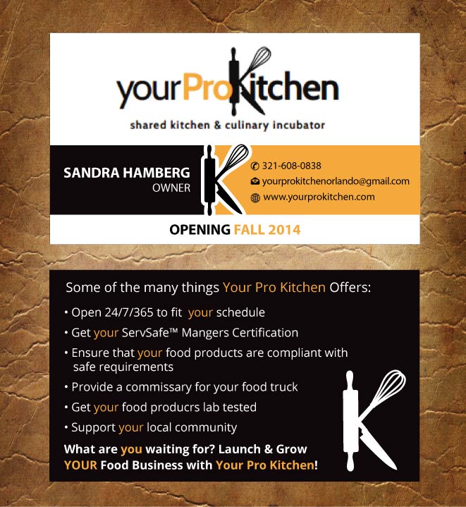 Business Card Design by Sandy1155 for Your Pro Kitchen Orlando | Design #3884420
