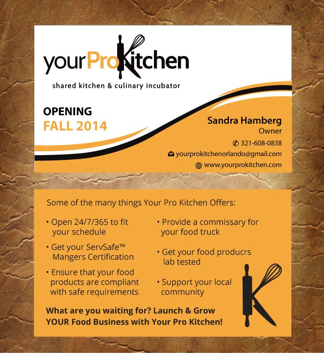 Business Card Design by Sandy1155 for Your Pro Kitchen Orlando | Design #3884431