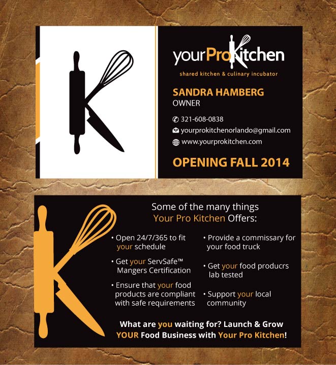 Business Card Design by Sandy1155 for Your Pro Kitchen Orlando | Design #3884438