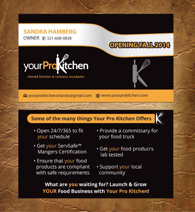 Visitenkarten-Design von Sandy1155 für Your Pro Kitchen Orlando | Design #3884440
