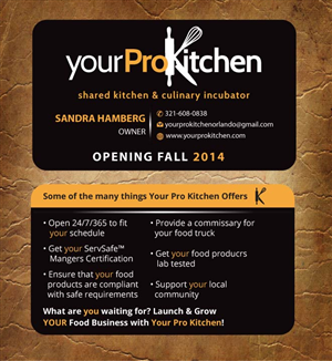 Business Card Design by Sandy1155 for Your Pro Kitchen Orlando | Design: #3884476