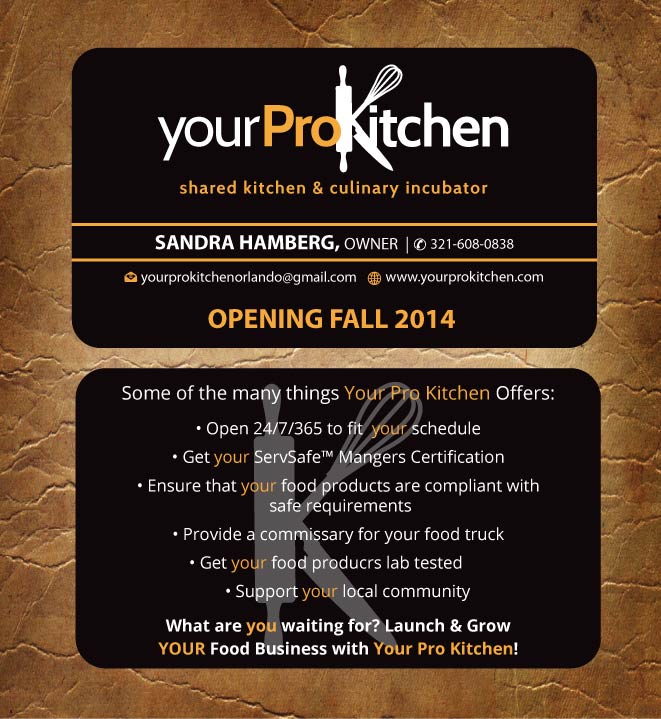 Business Card Design by Sandy1155 for Your Pro Kitchen Orlando | Design #3884482