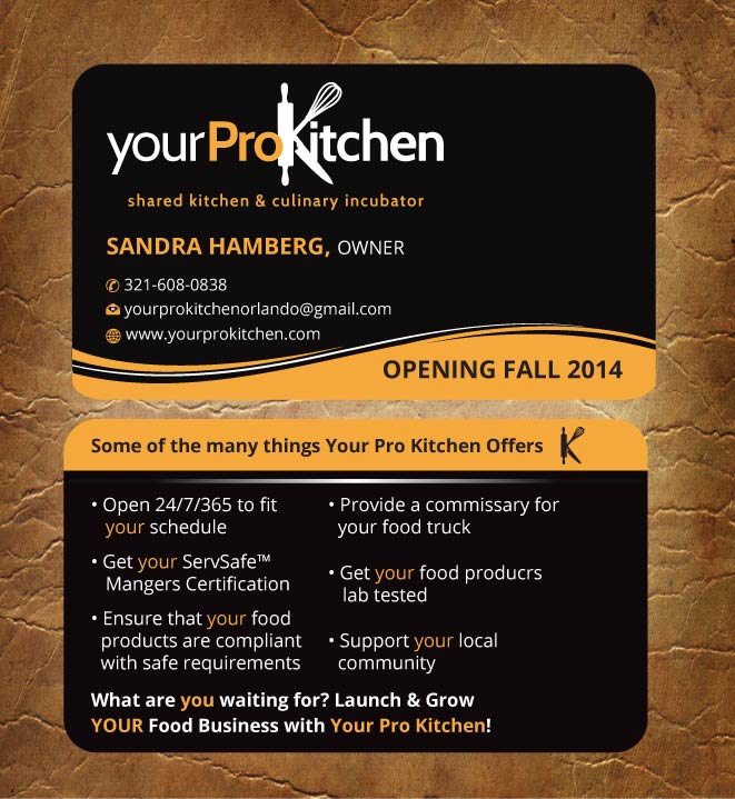 Business Card Design by Sandy1155 for Your Pro Kitchen Orlando | Design #3884844