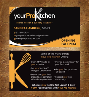 Business Card Design by Sandy1155 for Your Pro Kitchen Orlando | Design: #3884847
