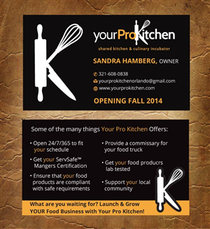 Business Card Design by Sandy1155 for Your Pro Kitchen Orlando | Design: #3884859