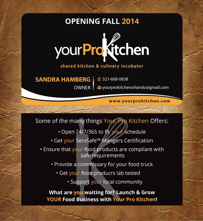 Business Card Design by Sandy1155 for Your Pro Kitchen Orlando | Design #3884879