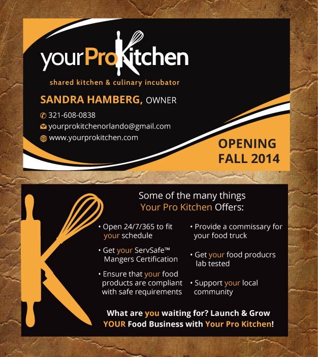 Business Card Design by Sandy1155 for Your Pro Kitchen Orlando | Design #3887110