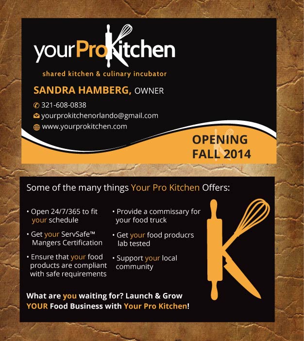 Business Card Design by Sandy1155 for Your Pro Kitchen Orlando | Design #3887114
