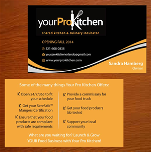 Business Card Design by Joy16589 for Your Pro Kitchen Orlando | Design: #3887633