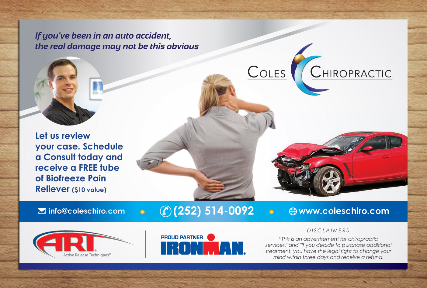 Design de Carte Postale par Sbss pour Coles Chiropractic Center, PLLC | Design #3882746