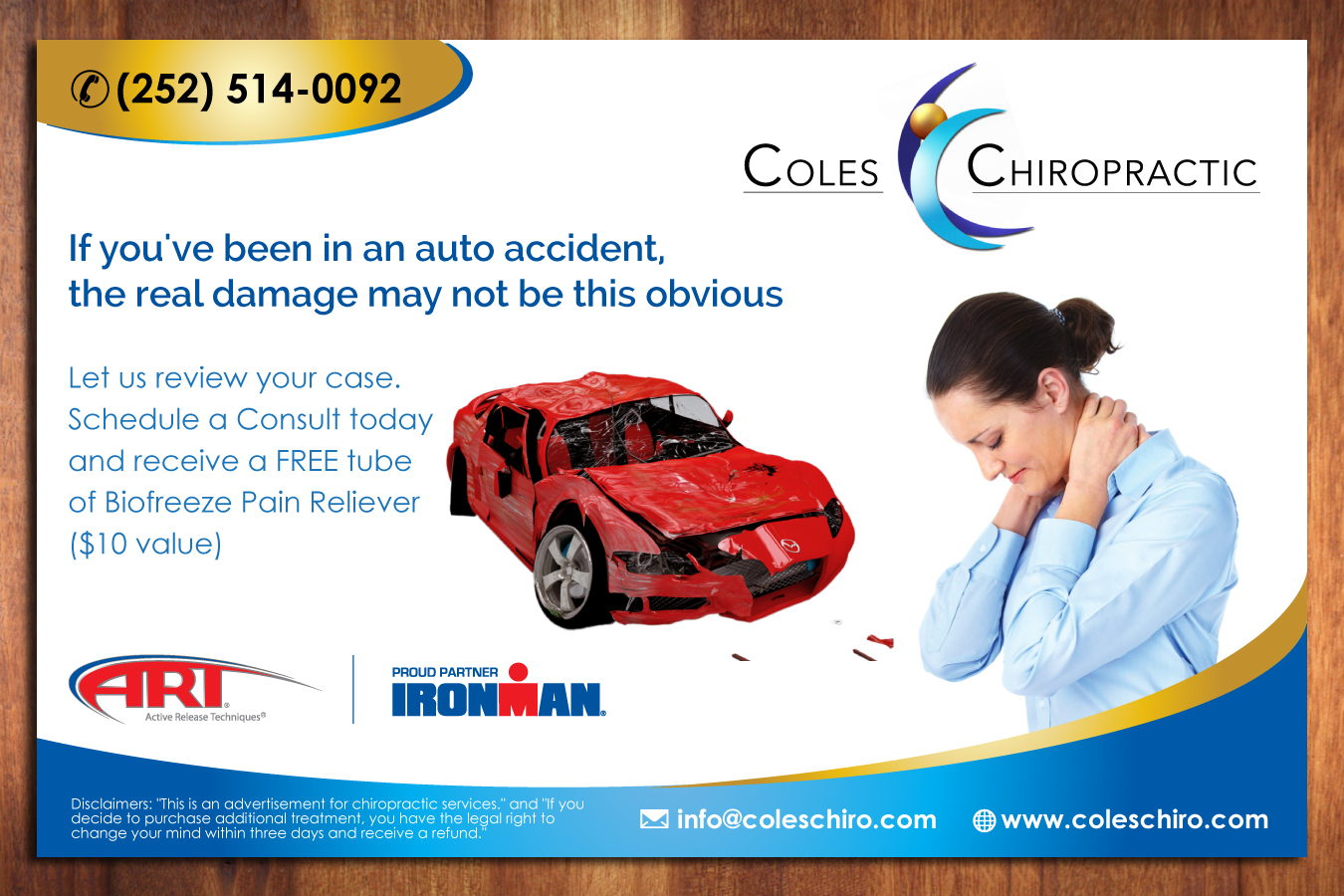 Postcard Design by Sbss for Coles Chiropractic Center, PLLC | Design #3911673