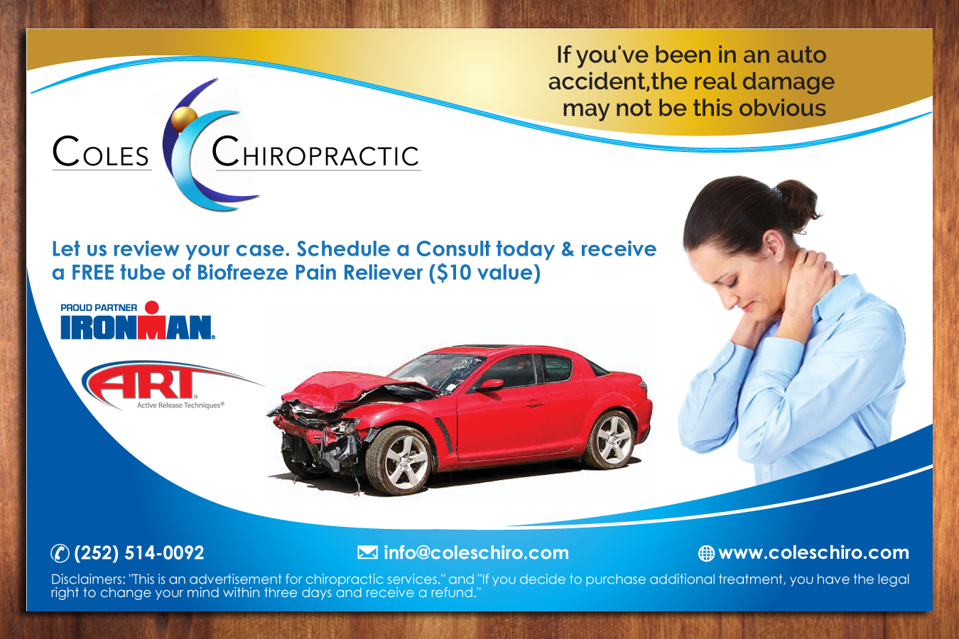 Design de Carte Postale par Sbss pour Coles Chiropractic Center, PLLC | Design #3911696