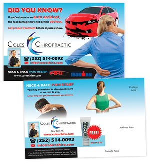 Design de Carte Postale par creationz2011 pour Coles Chiropractic Center, PLLC | Design : #3951779
