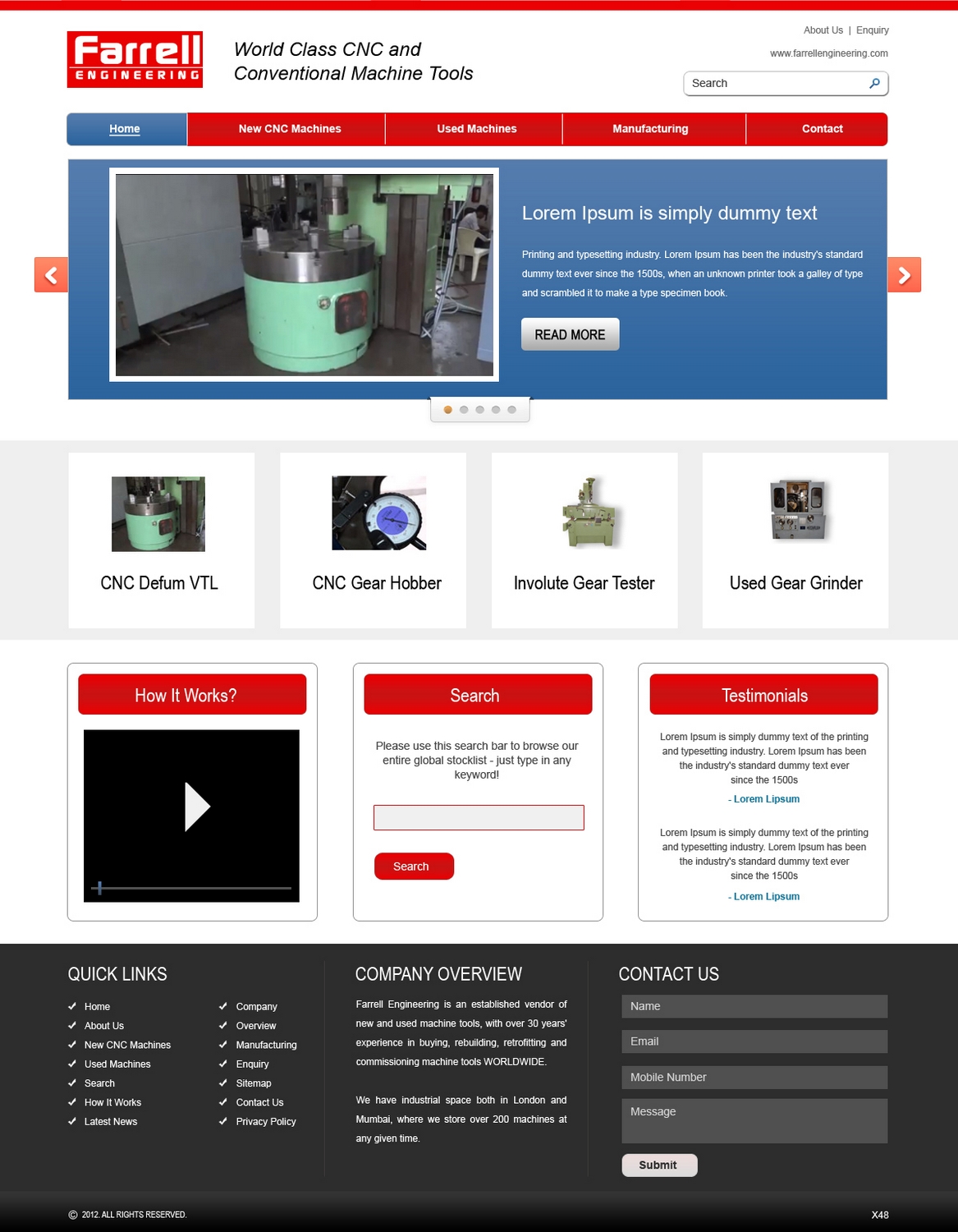 Web Design by pb for Farrell Engineering Ltd | Design #1056066