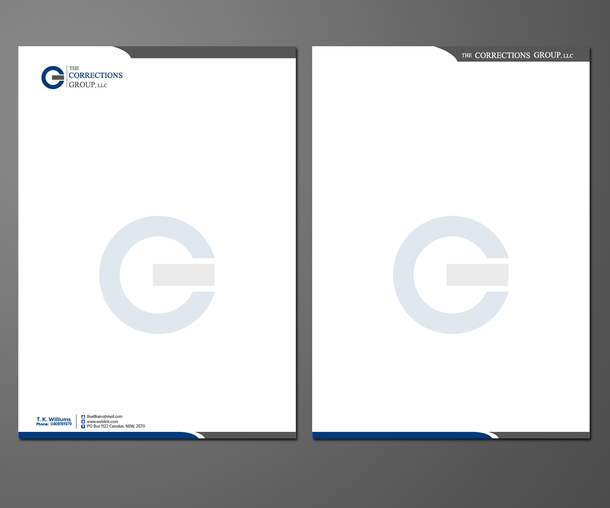 Letterhead Design by kousik for The Corrections Group | Design #3879555