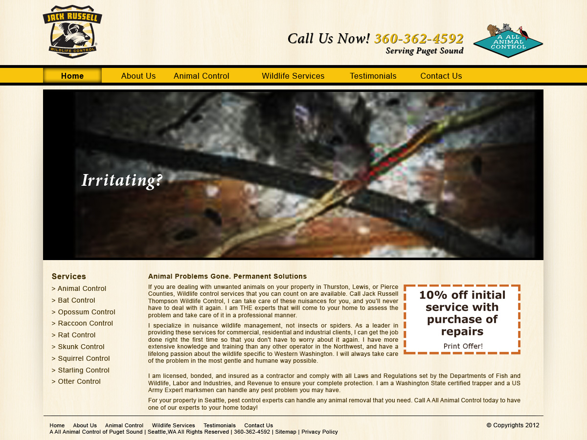 Web Design by Fen21 for Jack Russell Wildlife Control | Design #1065191