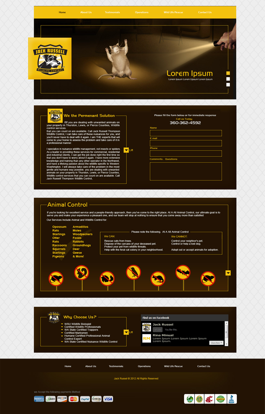Web Design par Desire Design Solutions pour Jack Russell Wildlife Control | Design #1042297