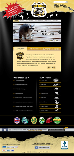 Web Design by Desire Design Solutions for Jack Russell Wildlife Control | Design: #1042567