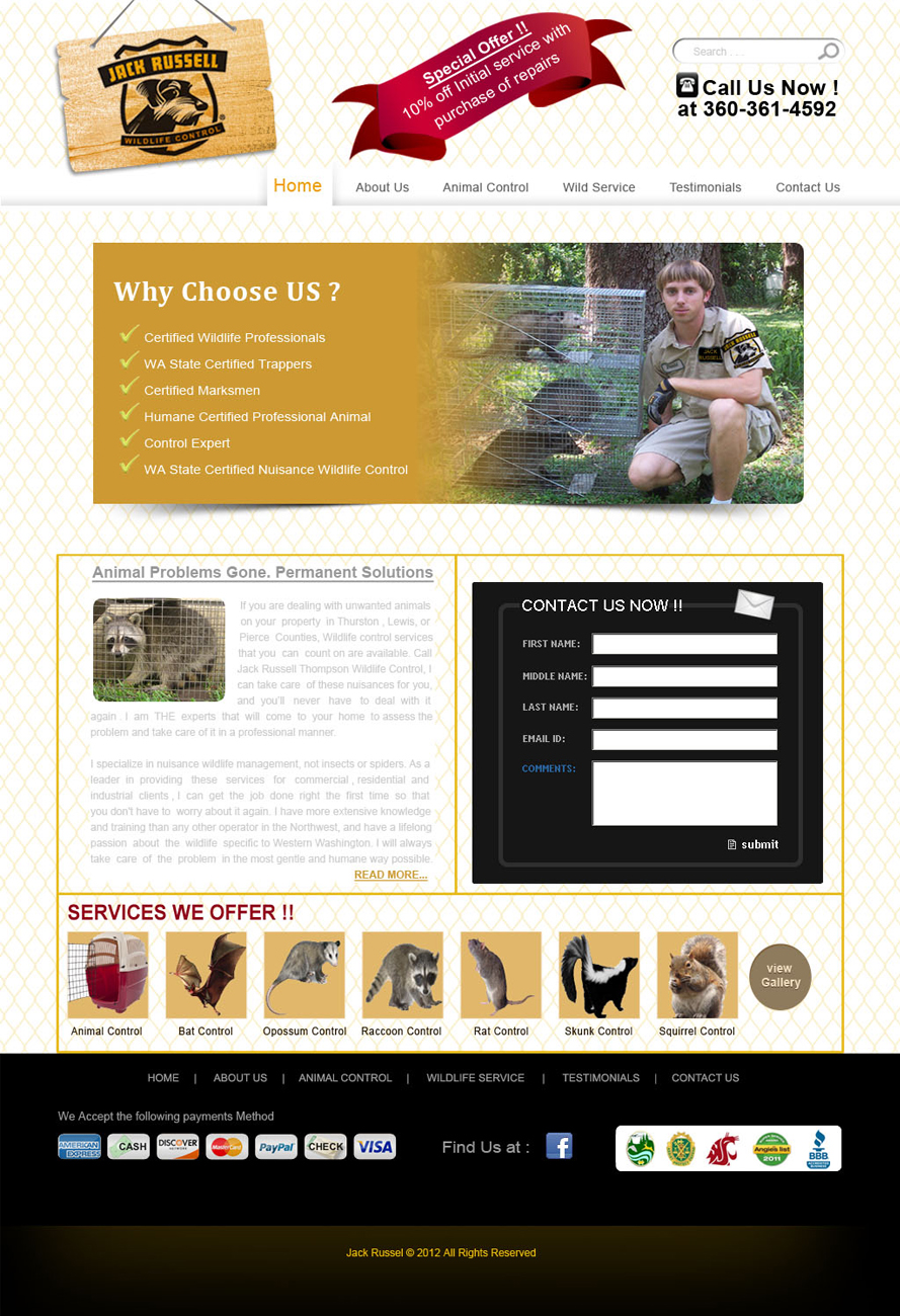 Web Design by Desire Design Solutions for Jack Russell Wildlife Control | Design #1069874