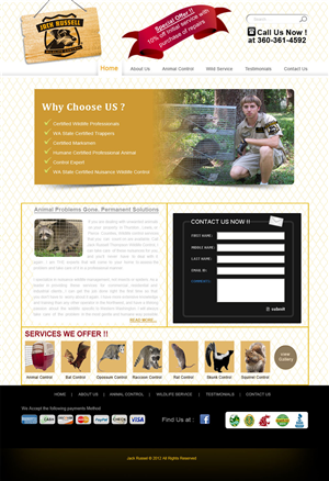 Web Design by Desire Design Solutions for Jack Russell Wildlife Control | Design: #1069874