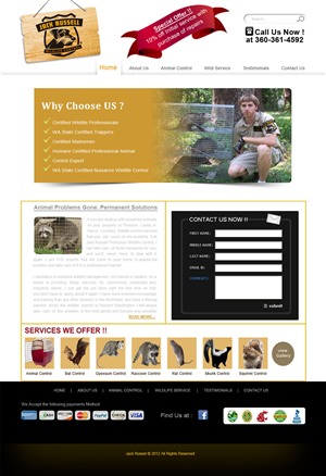Web Design by Desire Design Solutions for Jack Russell Wildlife Control | Design: #1069883