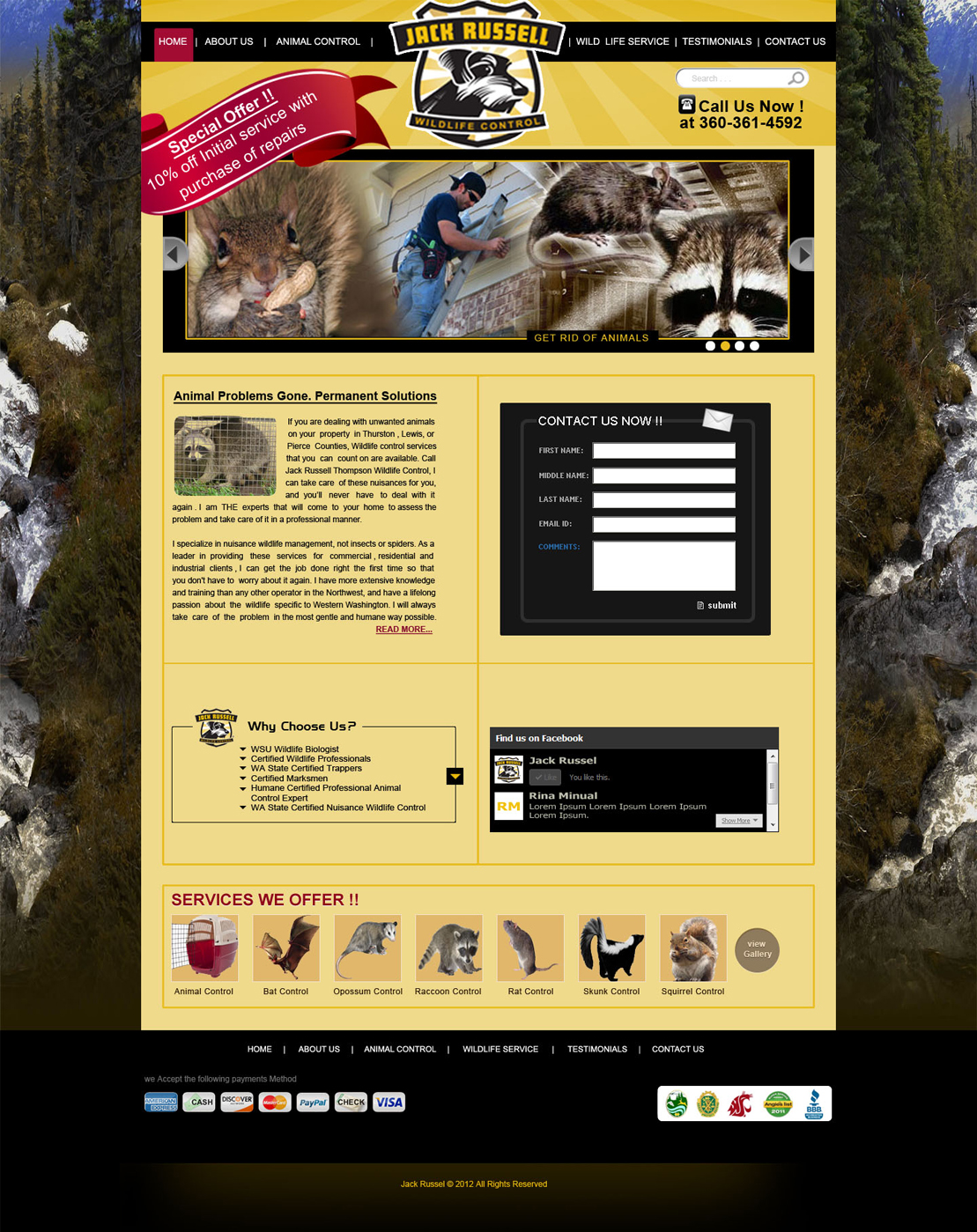 Web Design par Desire Design Solutions pour Jack Russell Wildlife Control | Design #1087577