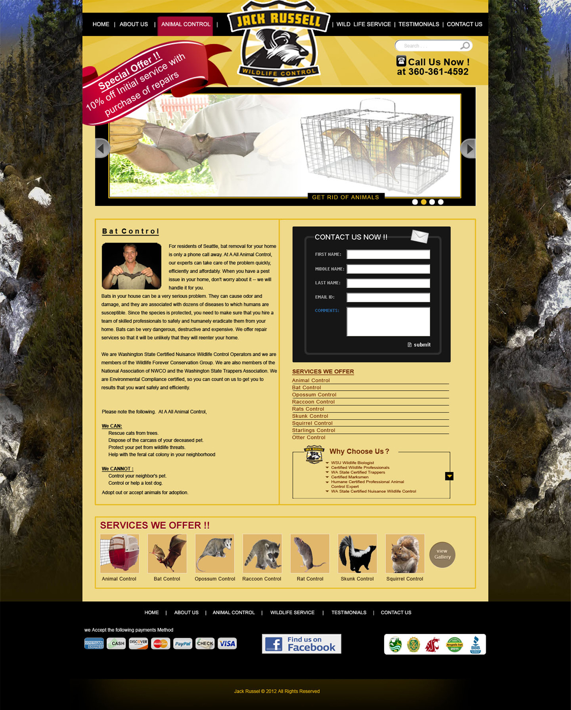 Web Design par Desire Design Solutions pour Jack Russell Wildlife Control | Design #1087586
