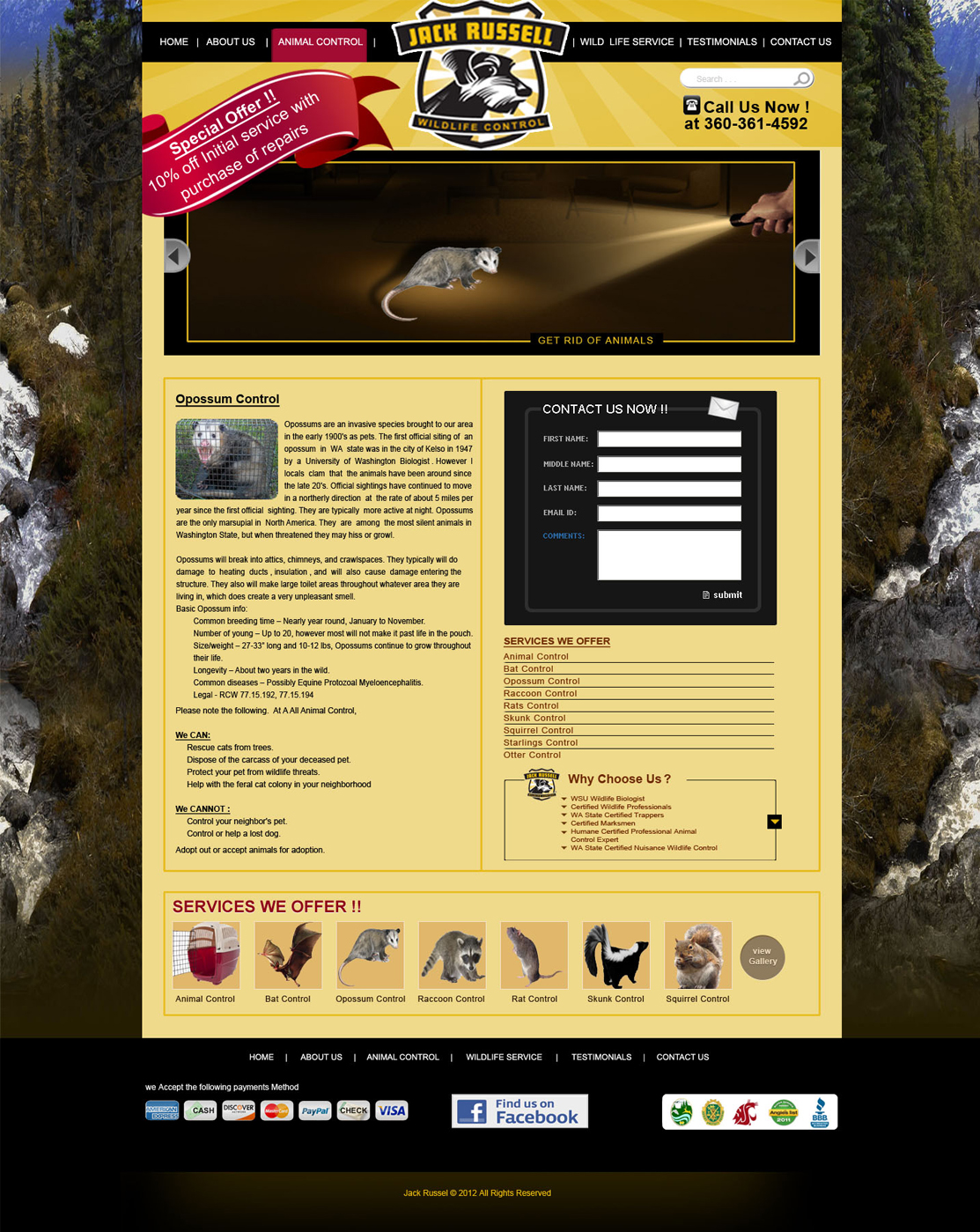 Web Design par Desire Design Solutions pour Jack Russell Wildlife Control | Design #1089458