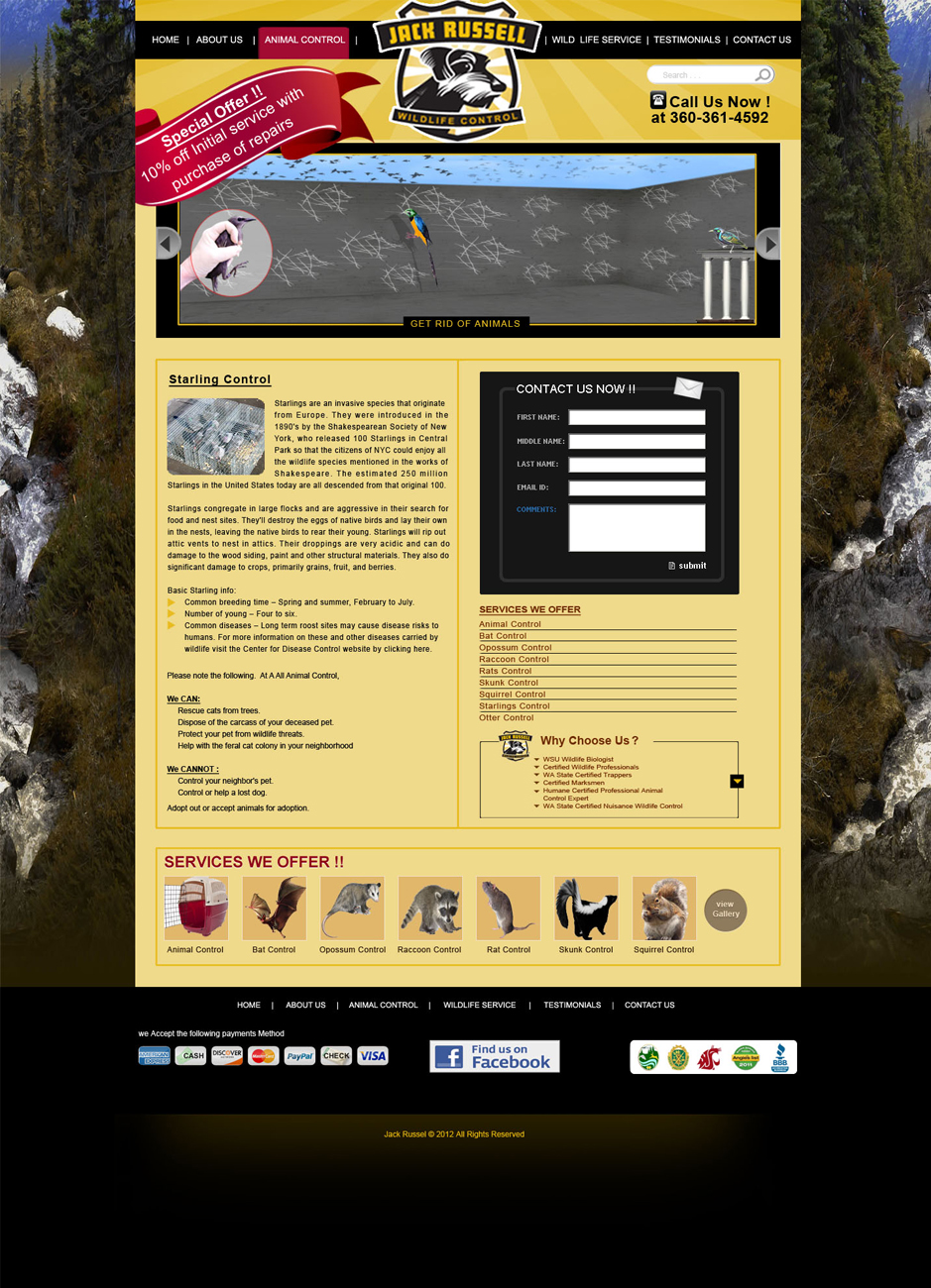 Web Design by Desire Design Solutions for Jack Russell Wildlife Control | Design #1105513