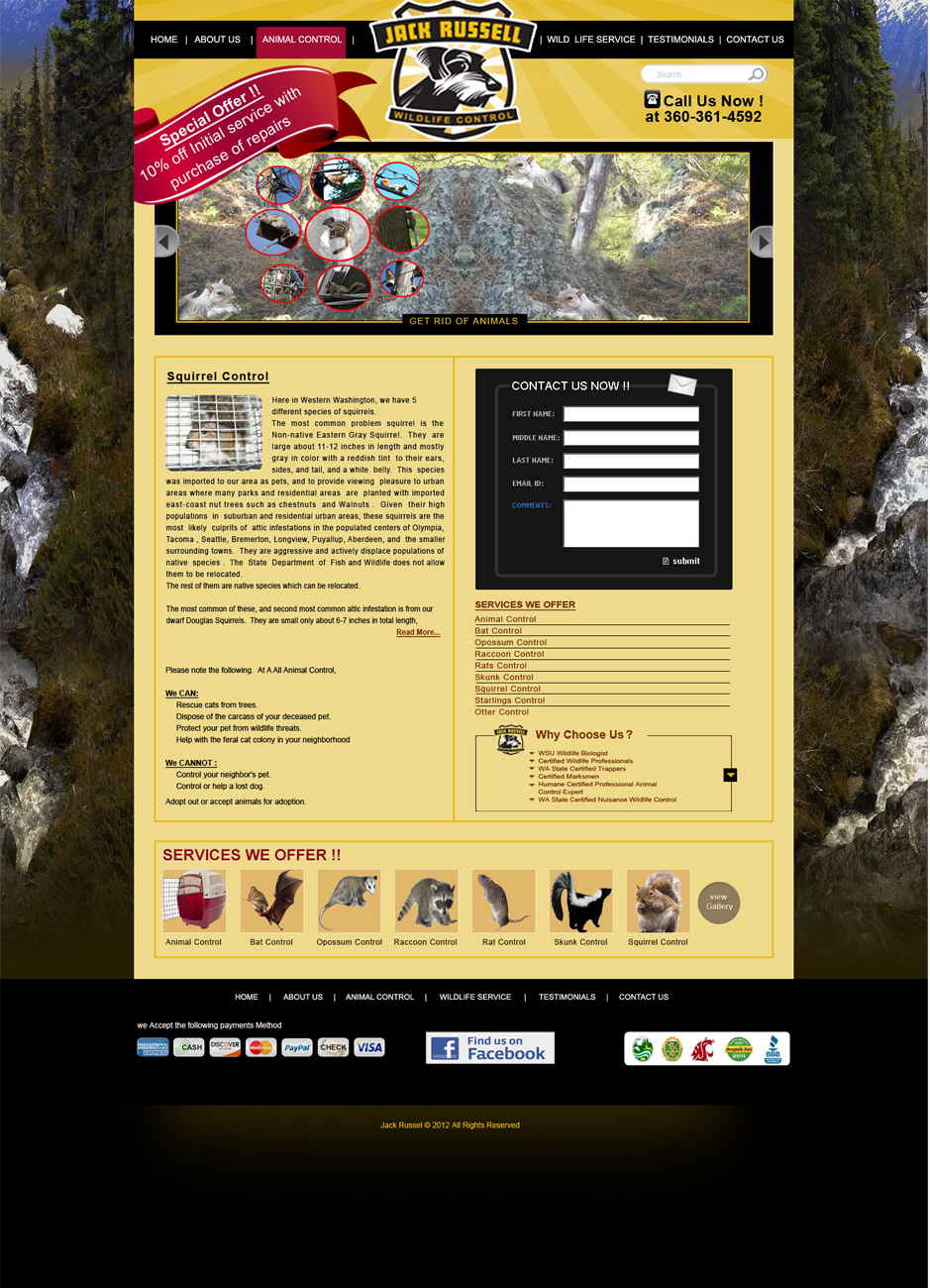 Web Design by Desire Design Solutions for Jack Russell Wildlife Control | Design #1105528