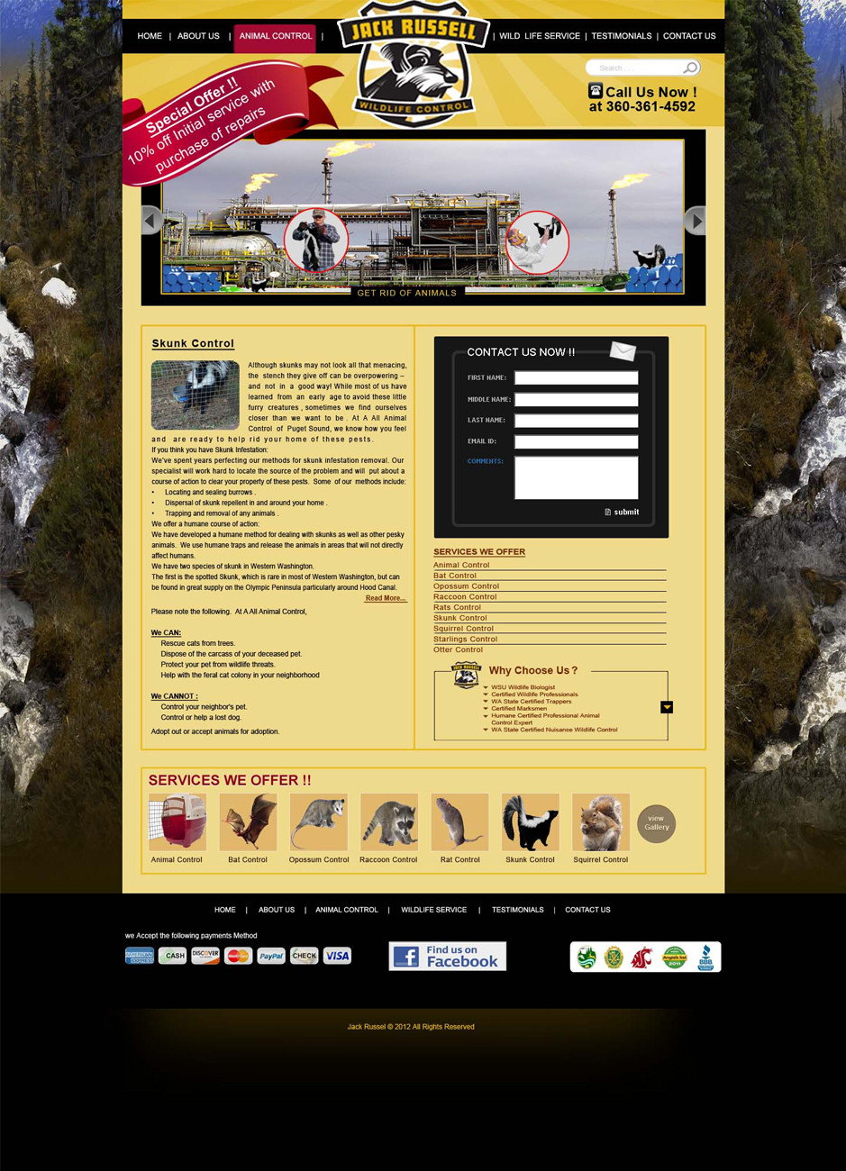 Web Design by Desire Design Solutions for Jack Russell Wildlife Control | Design #1105532