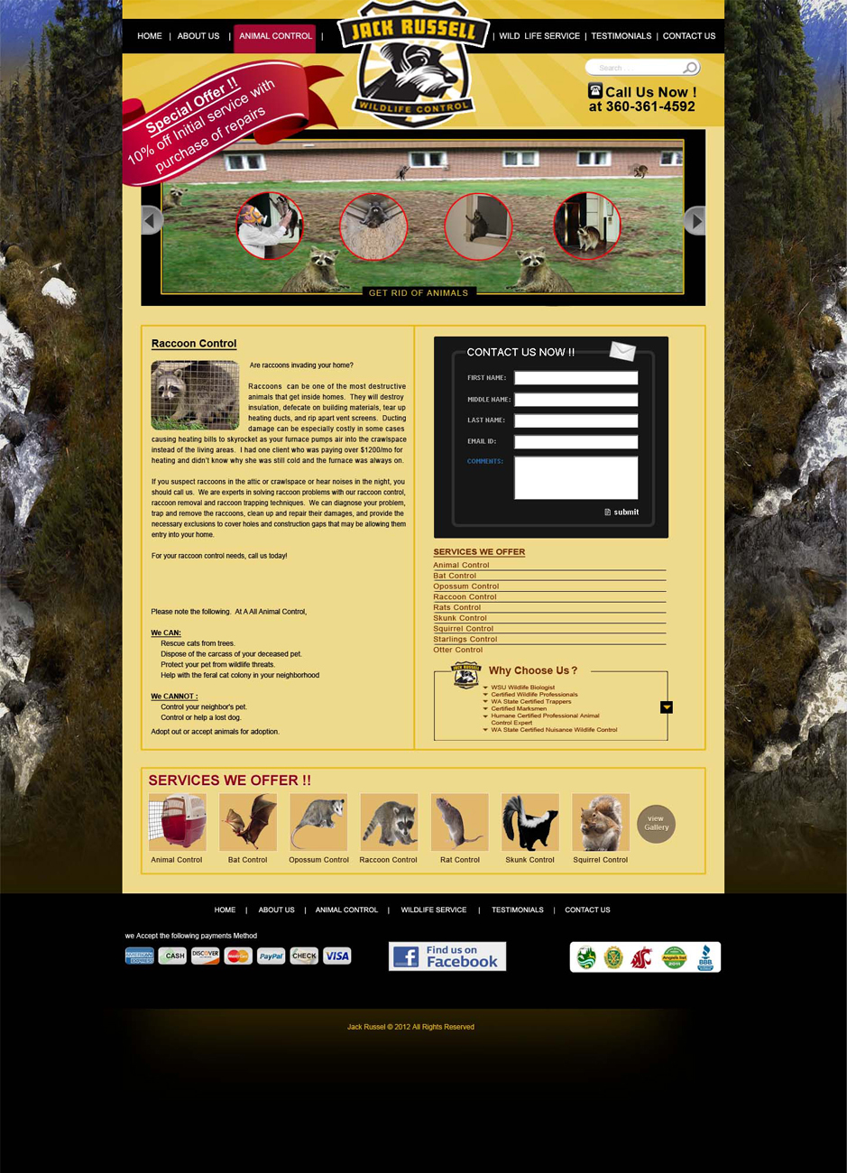 Web Design by Desire Design Solutions for Jack Russell Wildlife Control | Design #1105540