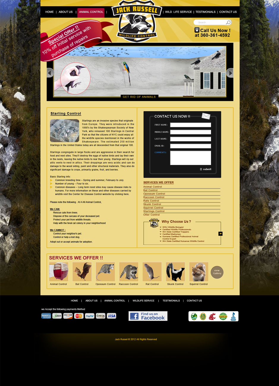 Web Design by Desire Design Solutions for Jack Russell Wildlife Control | Design #1105550