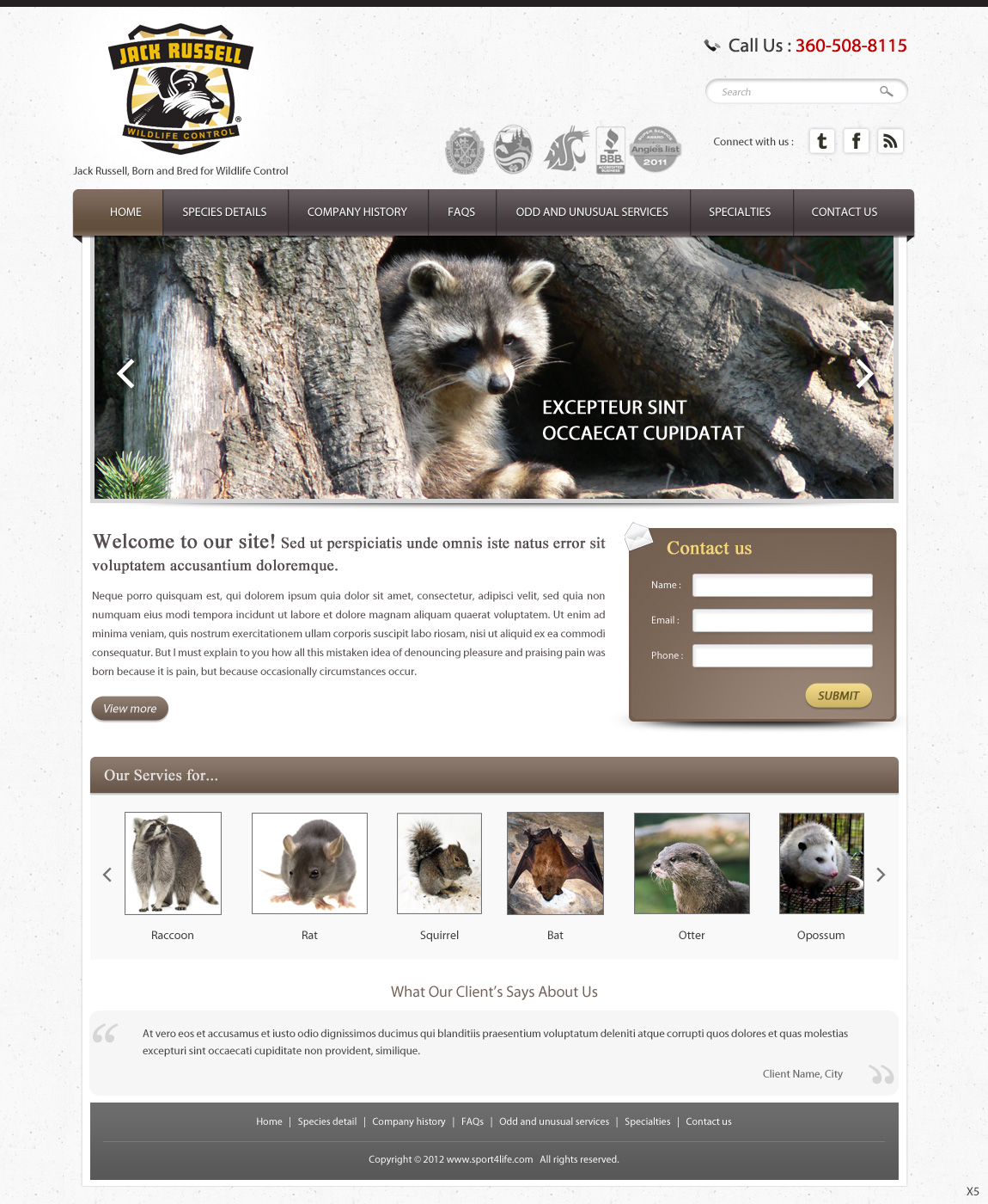 Web Design by pb for Jack Russell Wildlife Control | Design #1056019